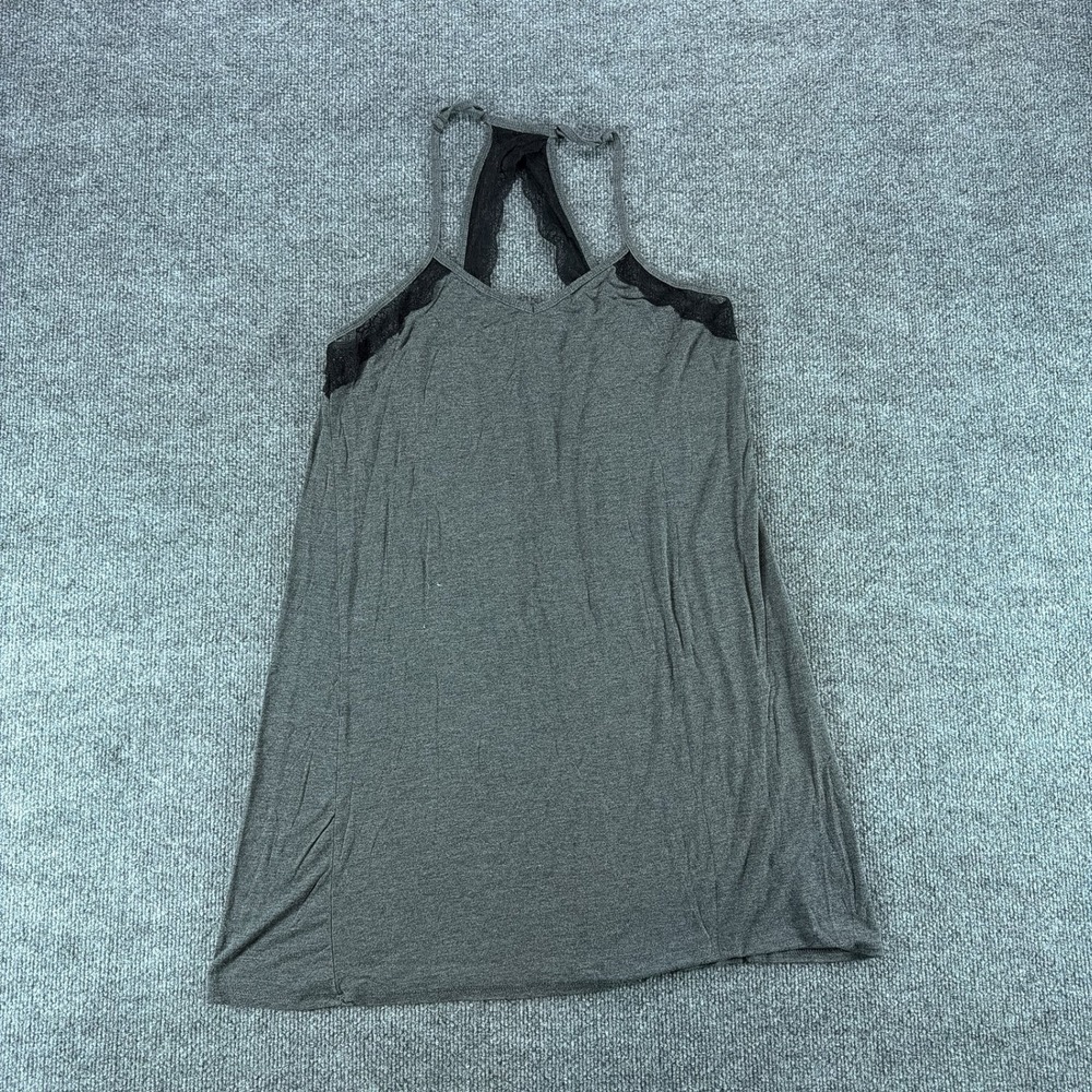 Nicole Miller New York Gray Lace Trim Racerback Chemise Womens Medium Summer